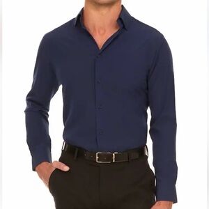 NWT Nautica Men's Slim Fit Navy Performance Super Dress Shirt Stretch XL‎ Career